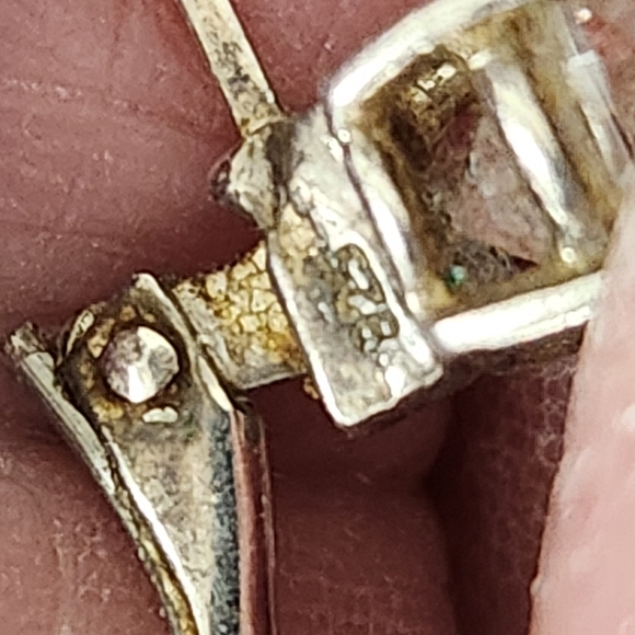 Sterling and Faceted 'Stone" Hinged Earrings - Picture 6 of 6